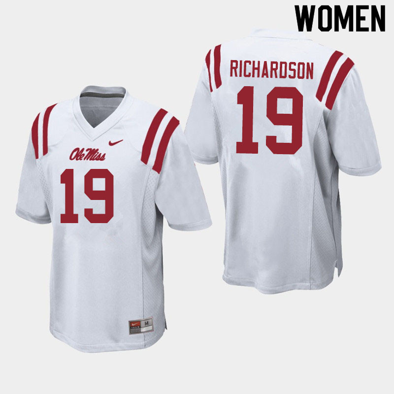 Women #19 Jamar Richardson Ole Miss Rebels College Football Jerseys Sale-White